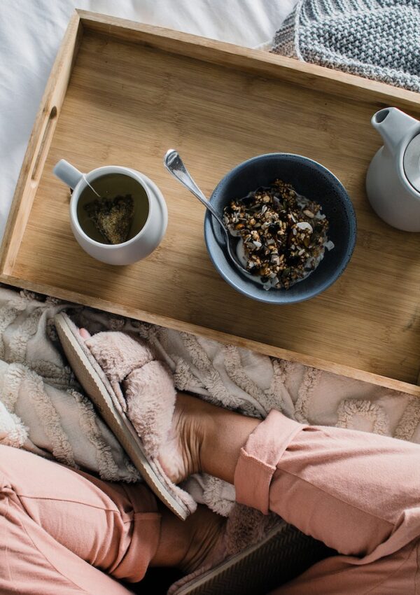 cozy tea in bed